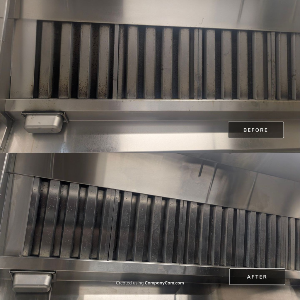 Baffle filter cleaning for commercial kitchen