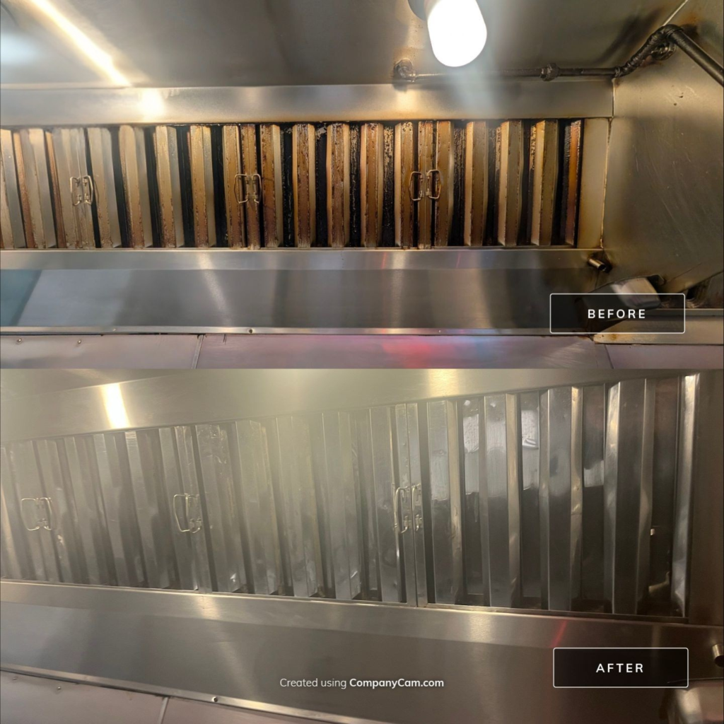 Completed kitchen exhaust cleaning with compliance documentation